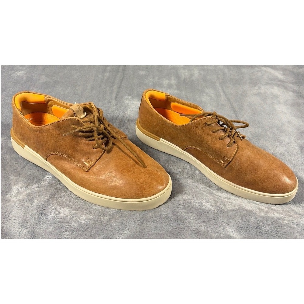 Hush Puppies Mens Dash Leather Oxford Shoes Tan Brown Lace Up 9W PM-DASH-DBW